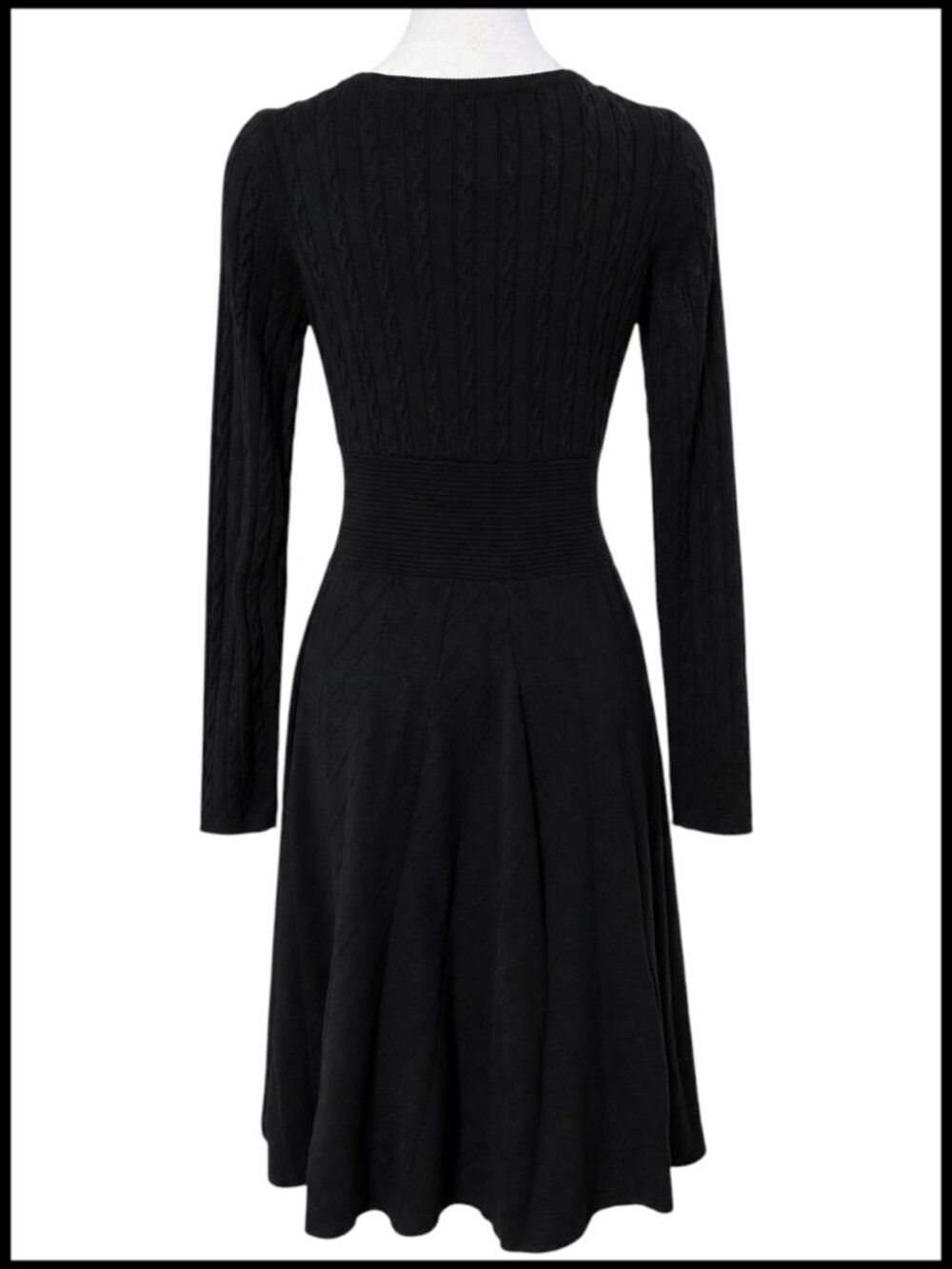Jessica Simpson Black Sweater Dress Cable Knit Fit & Flare S - Picture 7 of 8
